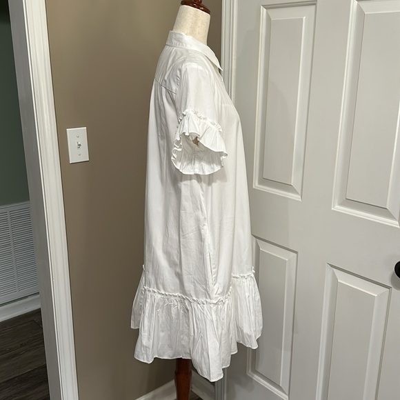 J.Crew Ruffle-hem shirtdress in white cotton poplin - Picture 5 of 10